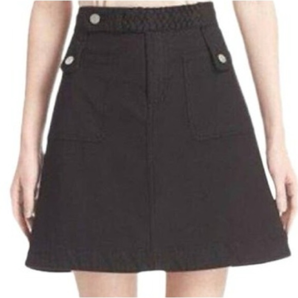 See By Chloe Jupe Skirt A-Line Braided Belt Denim Skirt 38 Medium